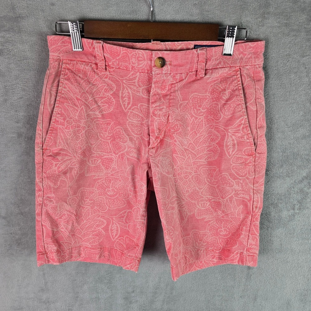 Vineyard Vines Mens 28 Breaker Shorts Coral Pink Tropical Floral Pineapple Print